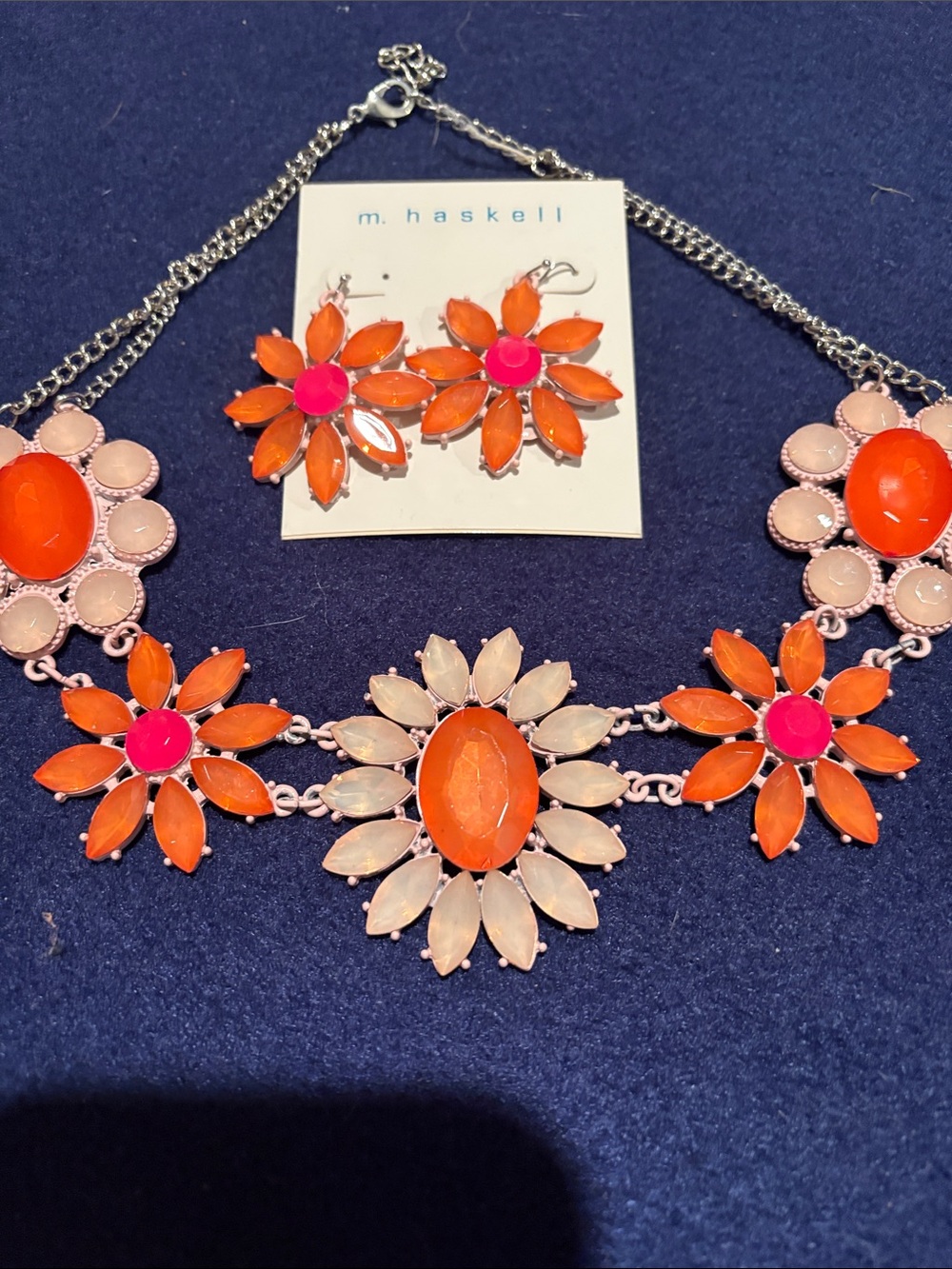 m. Haskell Orange Floral Statement Necklace & Earring Set
